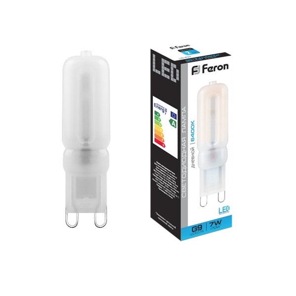 Лампа светодиодная Feron G9, LED7Вт, 560лм, 6400K дневной свет LB-431