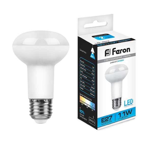 Лампа светодиодная R63 Feron Е27, LED11Вт, 900лм, 6400K дневной свет, LB-463