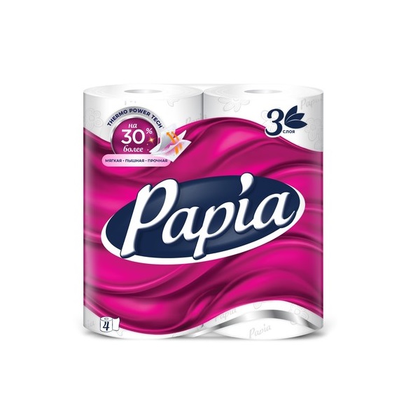Туалетная бумага PAPIA 3 сл./ 4 шт.
