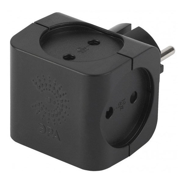 ЭРА Разветвитель сетевой на 4 гнезда без заземления, черный