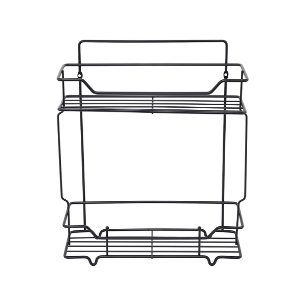 Полка из нержавеющей стали 2-х ярусная решетчатая 30 см, черный матовый MILARDO Grid