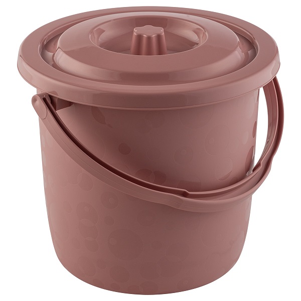 Ведро 10л ELLASTIK-PLAST Люкс с крышкой, миндальный