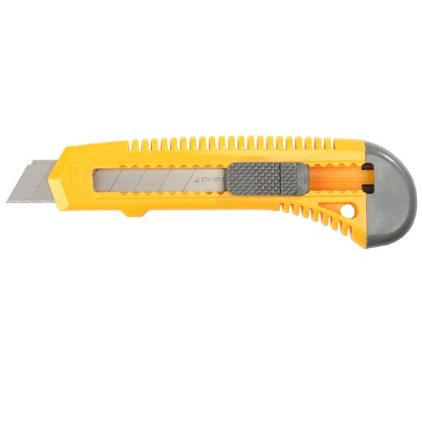 Нож STAYER с выдвижным сегментированным лезвием, пластмассовый,18мм