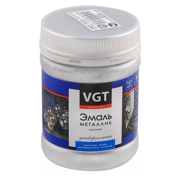 Эмаль акриловая VGT МЕТАЛЛИК серебро, 0,23 кг