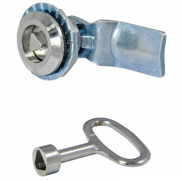 Замок щитовой 705-4 с треугольным ключом, изогнутый ригель