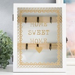 Ключница 20х25х6,5см закрытая Home sweet home, дерево/стекло, белый